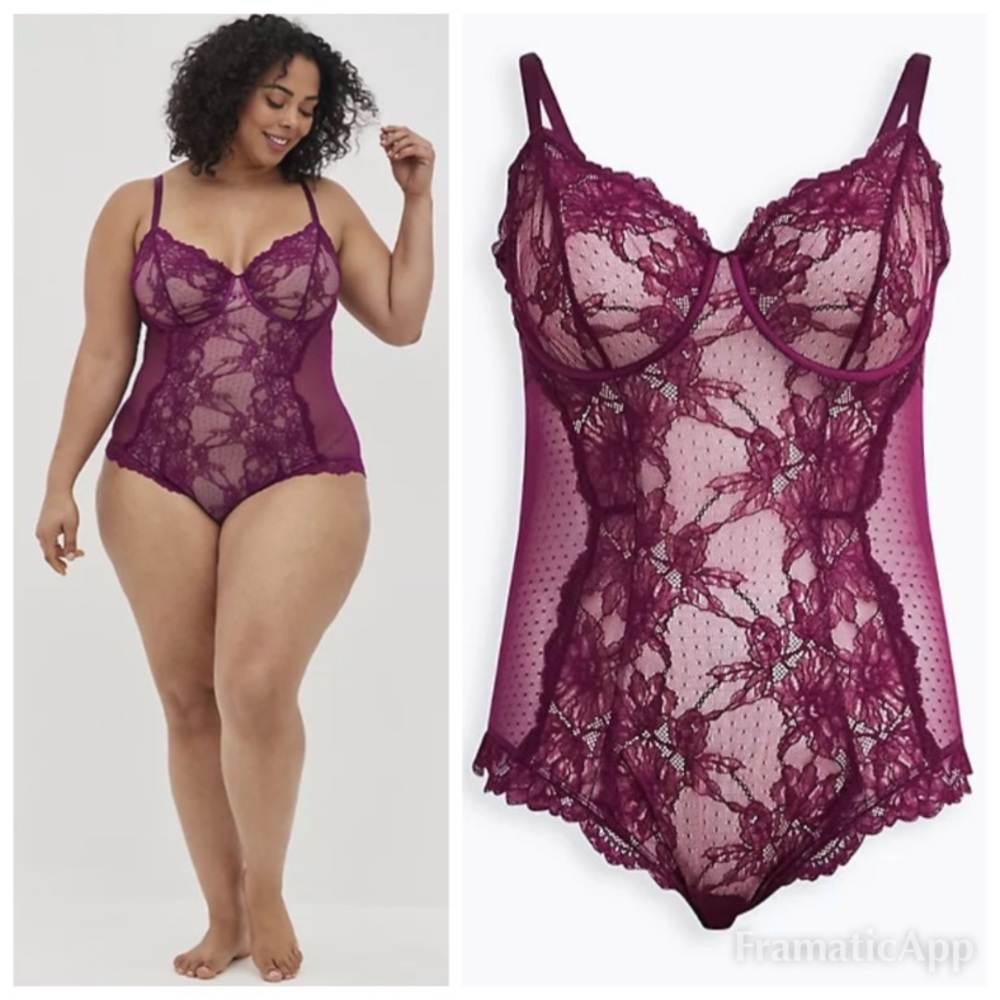 Torrid Purple Lace Chemise with Floral Pattern
